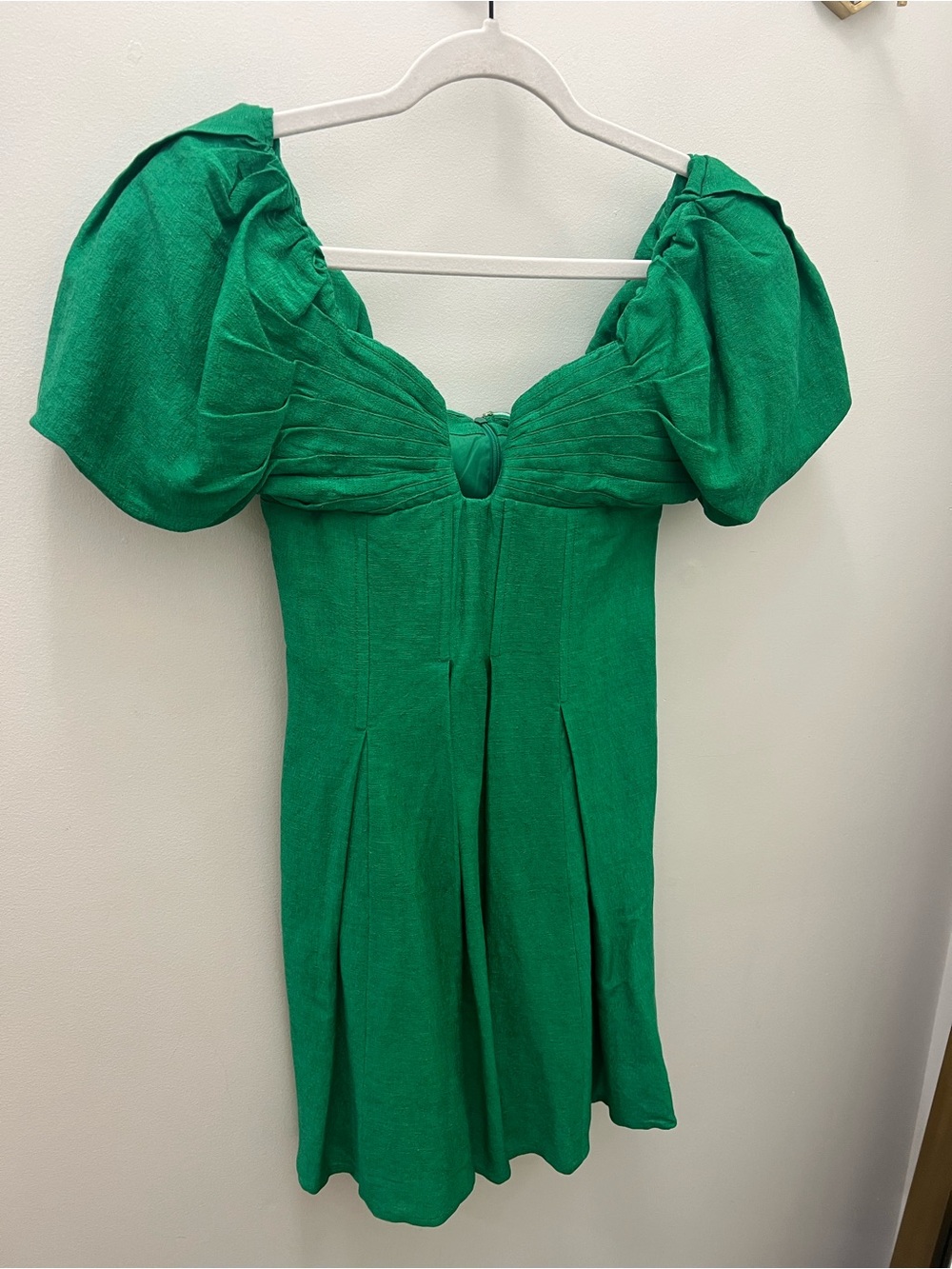 cult gaia Emerald Puff-Sleeve Sweetheart Mini Dress